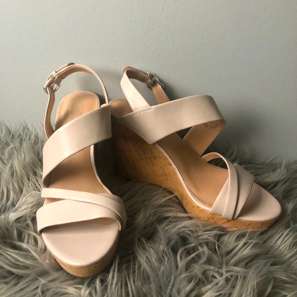 Franco Sarto Seneca Off White Strappy Wedge Heels